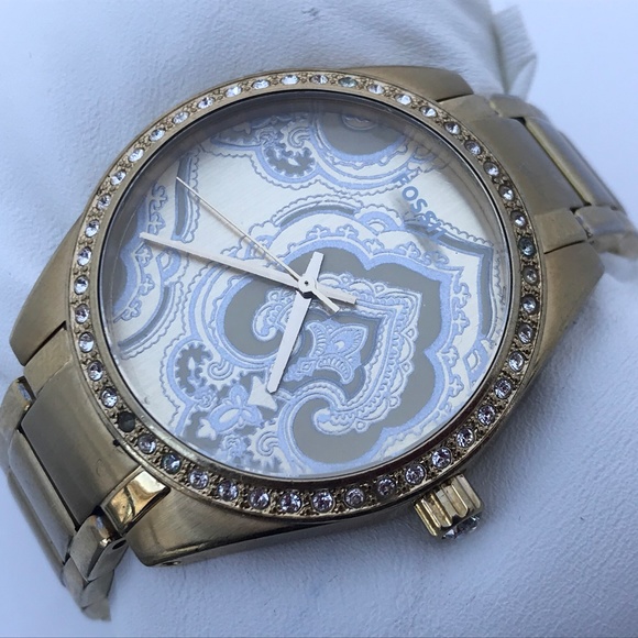 Fossil Accessories - Fossil Women Watch Gold Tone Crystal Accents Bezel
